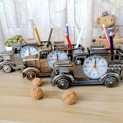 Truck Model Decorative Alarm Clock Unique Desk Clock with Plastic Missile & Handgun Design