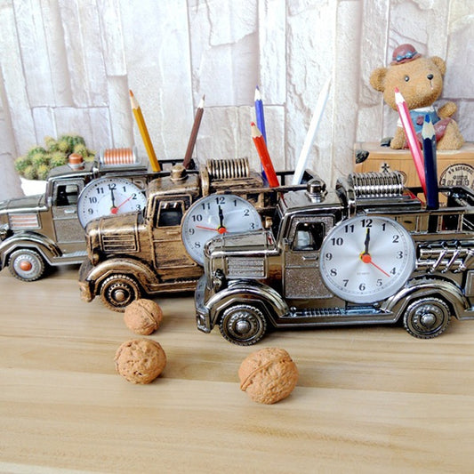 Truck Model Decorative Alarm Clock Unique Desk Clock with Plastic Missile & Handgun Design
