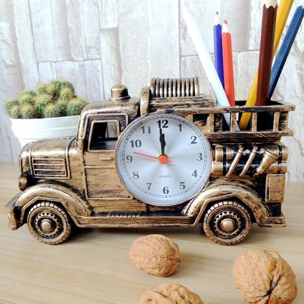 Truck Model Decorative Alarm Clock Unique Desk Clock with Plastic Missile & Handgun Design