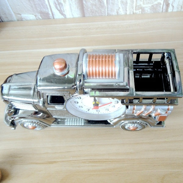 Truck Model Decorative Alarm Clock Unique Desk Clock with Plastic Missile & Handgun Design
