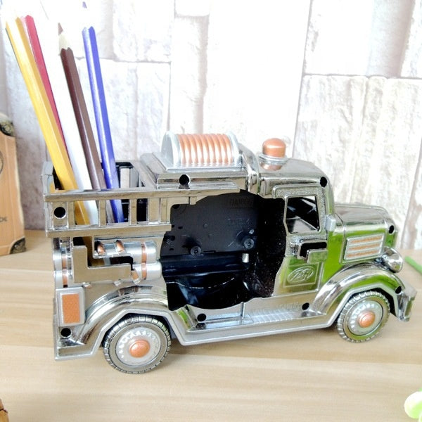 Truck Model Decorative Alarm Clock Unique Desk Clock with Plastic Missile & Handgun Design
