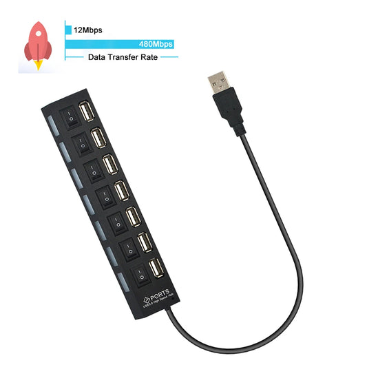 7 Port 2.0 USB Hub Expand Your Computer Connectivity with Multiple USB Ports