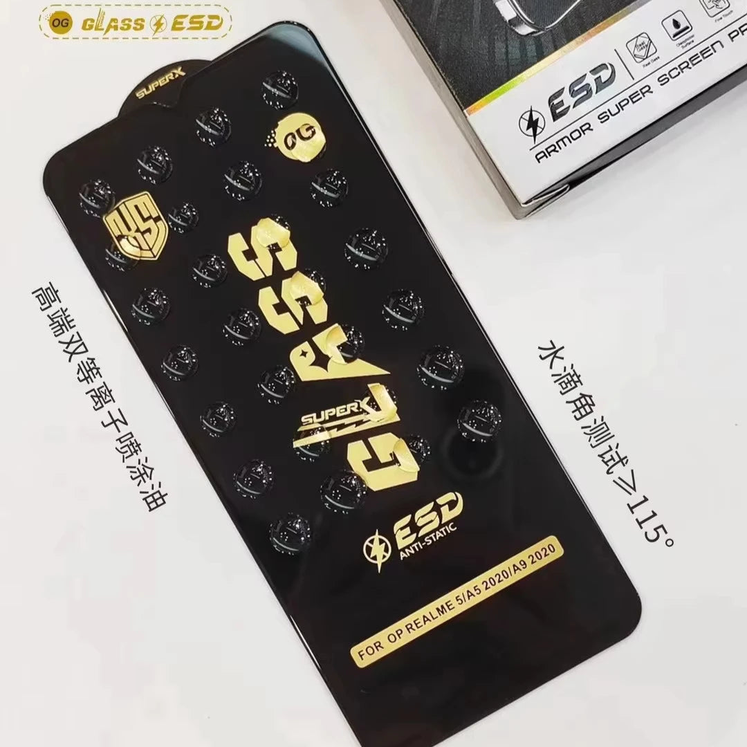 OG ESD Tempered Glass For OPPO A1/K11X/A98 5G/F23/F23 PRO/A58 4G/A79 5G/A2 5G/A60/A3 PRO INDIA/A40/A40M/A3 4G/R-ME 11 5G/A3X/A80 5G/A3 5G INDIA/A45/C55 & REALME 13/VI T3X/Y38/Y200TI/Y58/Y28 4G/Y37 PRO