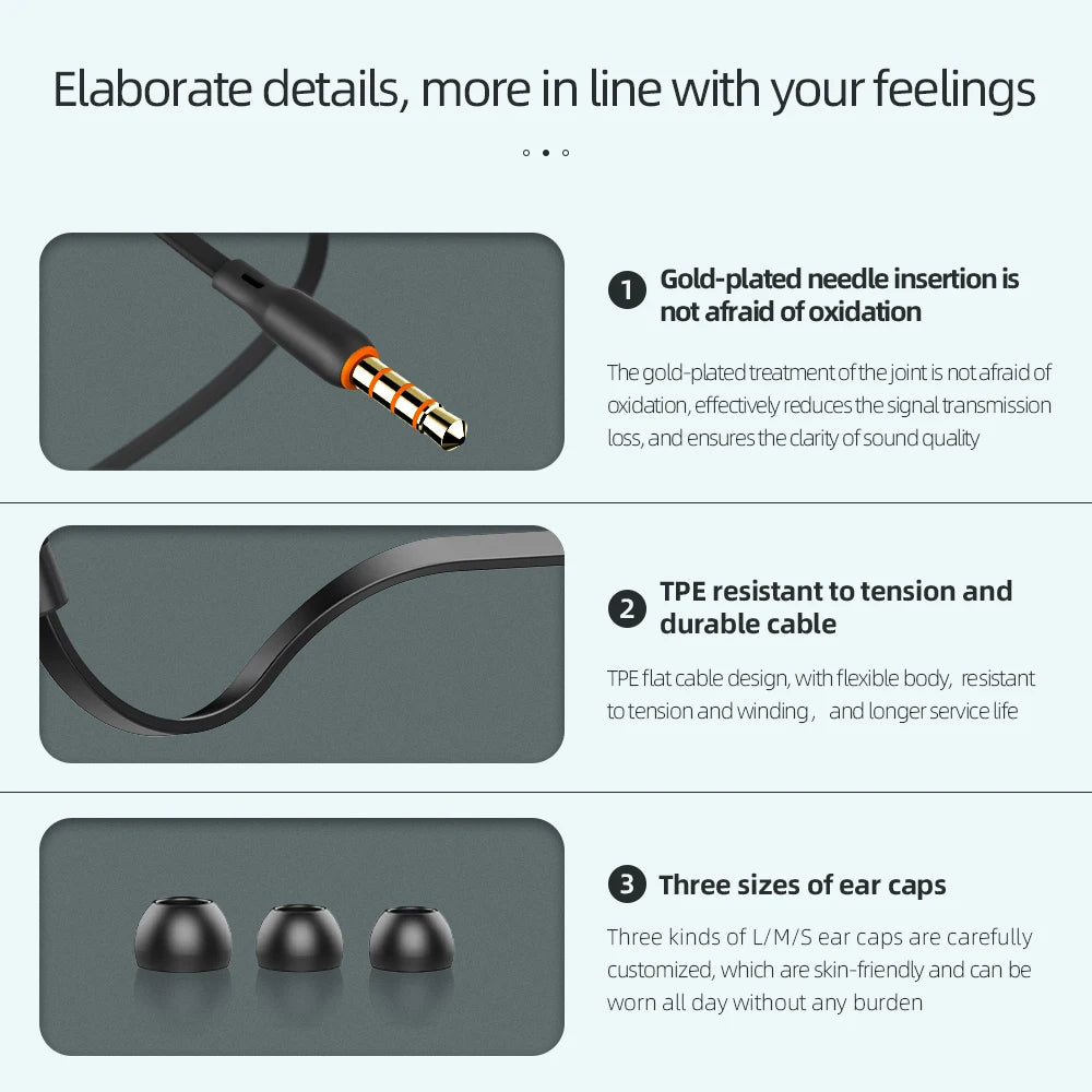 Celebrat D7 Wired Earphones 3.5mm In‑Ear HiFi Headphones with Mic – Deep Bass Wired Headset for Mobile Phones