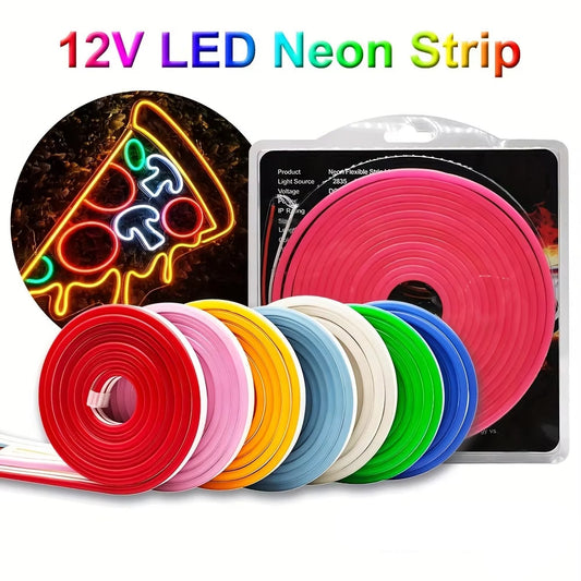 5m DC 12V LED Neon Strip Waterproof Single Colour Flexible Tape Light Red, Green, Blue, White, Warm, Yellow, Pink, Purple