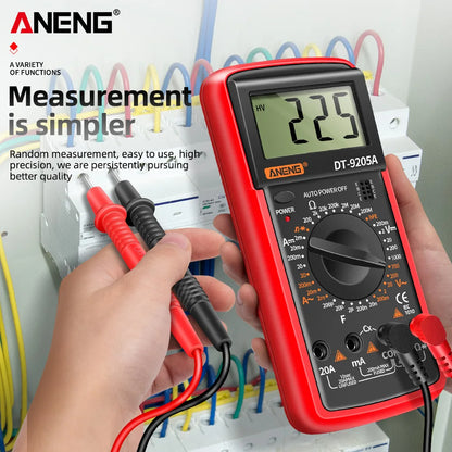 Digital Multimeter DT-9205A Manual Range AC/DC Voltage Current Ohm Tester with Continuity & Diode Test