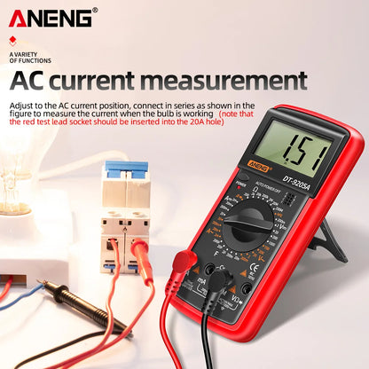 Digital Multimeter DT-9205A Manual Range AC/DC Voltage Current Ohm Tester with Continuity & Diode Test