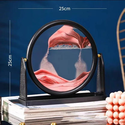 3D Moving Sand Art Picture Round Glass Frame | Flowing Sandscape Home Decor Gift