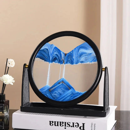 3D Moving Sand Art Picture Round Glass Frame | Flowing Sandscape Home Decor Gift