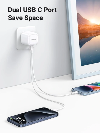 UGREEN 40W Dual Type-C Fast Charging Adapter – CD243 (10344) – UK Plug Compatible