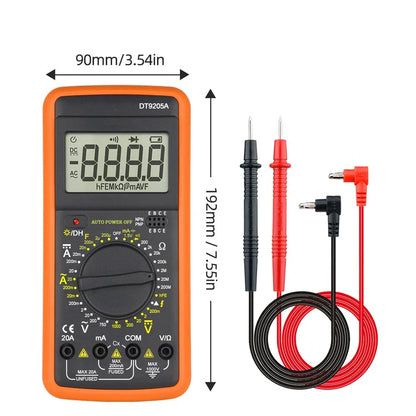 Digital Multimeter DT-9205A Manual Range AC/DC Voltage Current Ohm Tester with Continuity & Diode Test