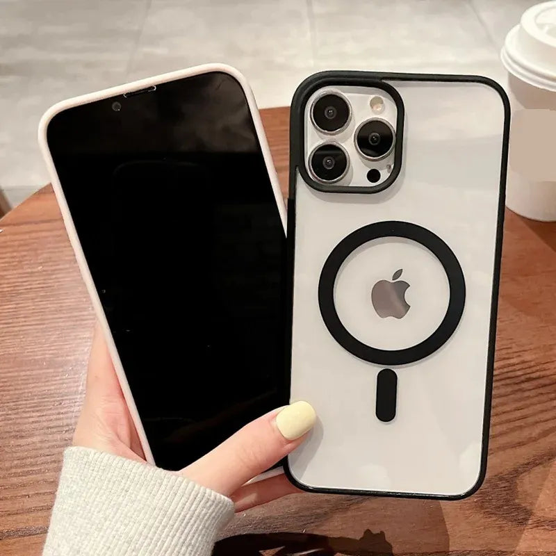 Hard Crystal Magnectic Case For iPhone 13 12 11 14 15 16 Pro Max XSMAX XR SE 7 8 For Magsafe Wireless Charging back Cover