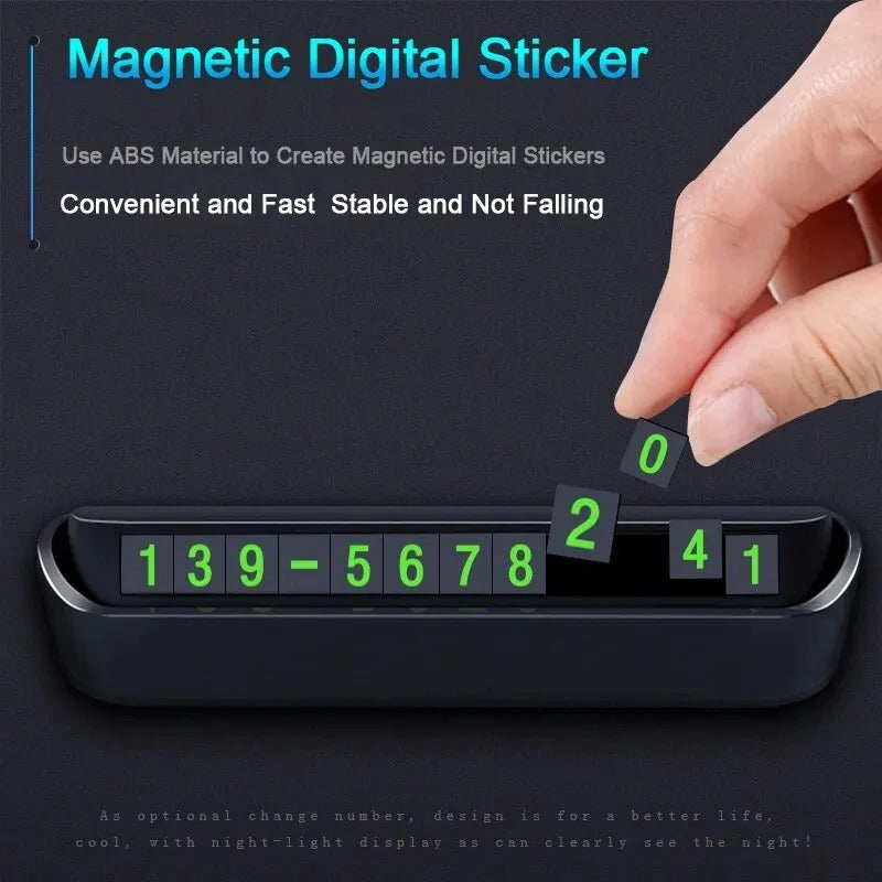 Car Accessories Mini Portable Telephone Number Plate With Switch Phone Number Business Card Temporary Parking Card Plate Summer