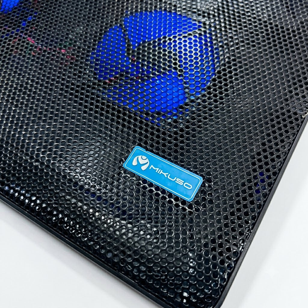 Mikuso Shiron-2 Dual Fan Laptop Cooling Pad (NCP-064) Blue LED Backlight Silent Operation, Mesh Surface Cooler for Notebooks Up to 15.4