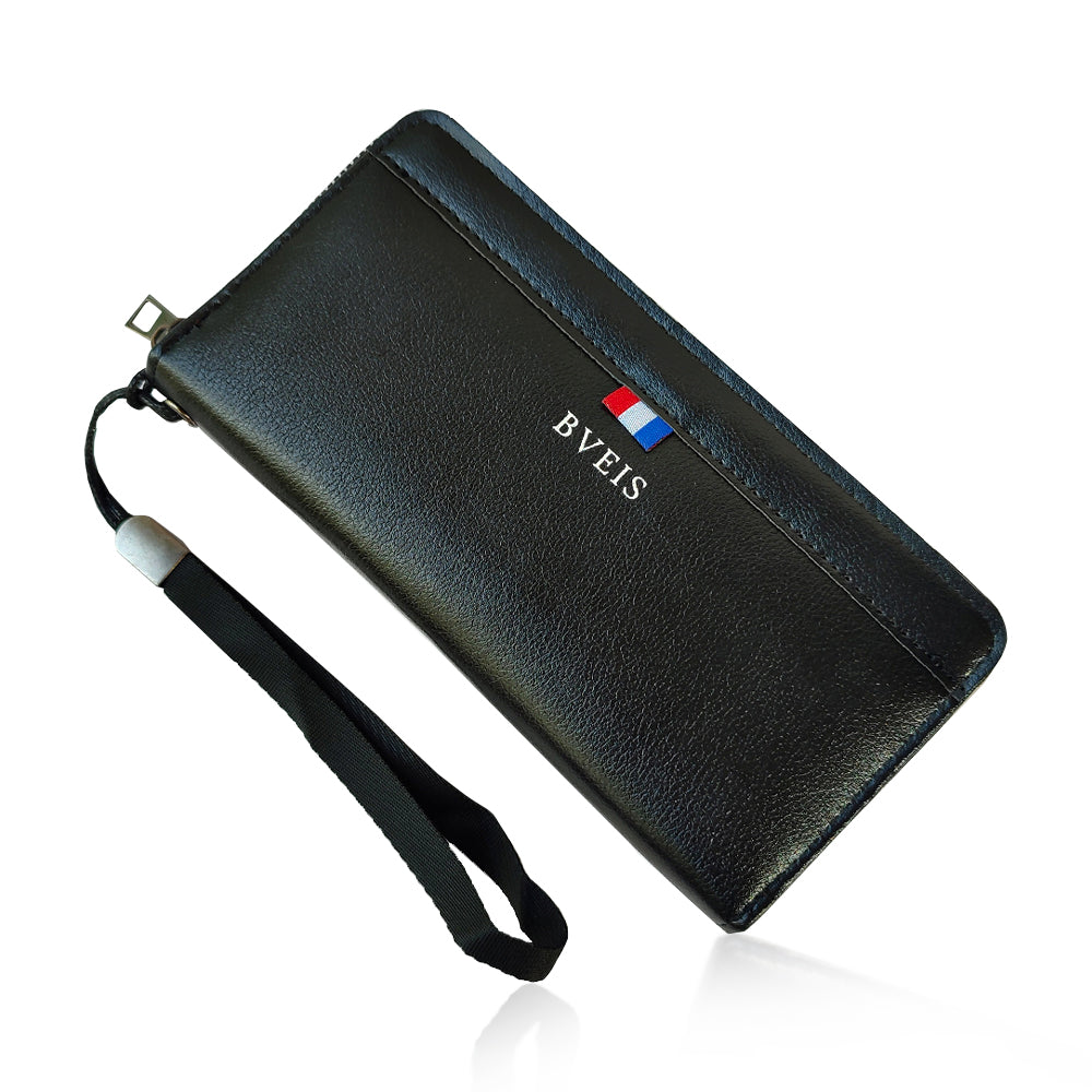 Honsun Bveis Long Men’s Plus Envelope Wallet – Large-Capacity Multi-Card Zippered Long Leather Wallet