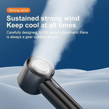 Rechargeable Handheld Fan, High-Speed Portable Fan with 100-level Wind Speeds, LED Digital Display, Fast Cooling USB Fan
