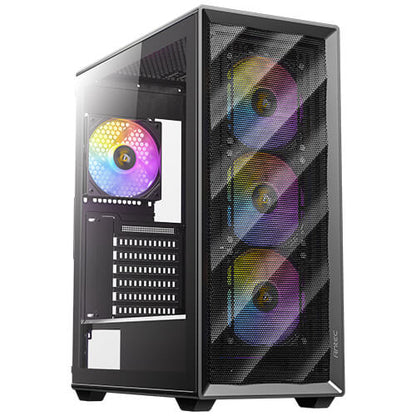 Antec AX85 ARGB Mid-Tower Gaming Case Black, Mesh Front, Tempered Glass, 4 ARGB Fans Included