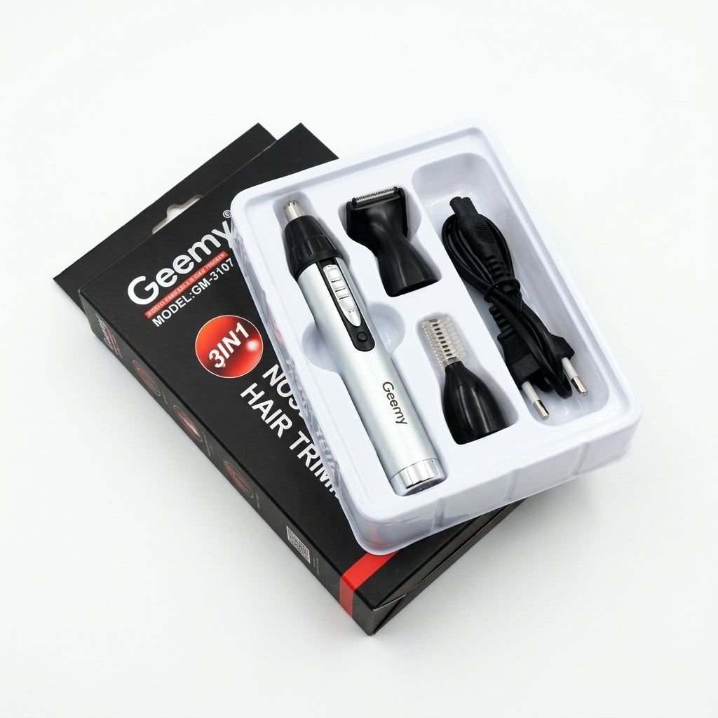 Geemy 3-in-1 Rechargeable Nose, Ear & Eyebrow Hair Trimmer Grooming Kit Nose Hair trimmer