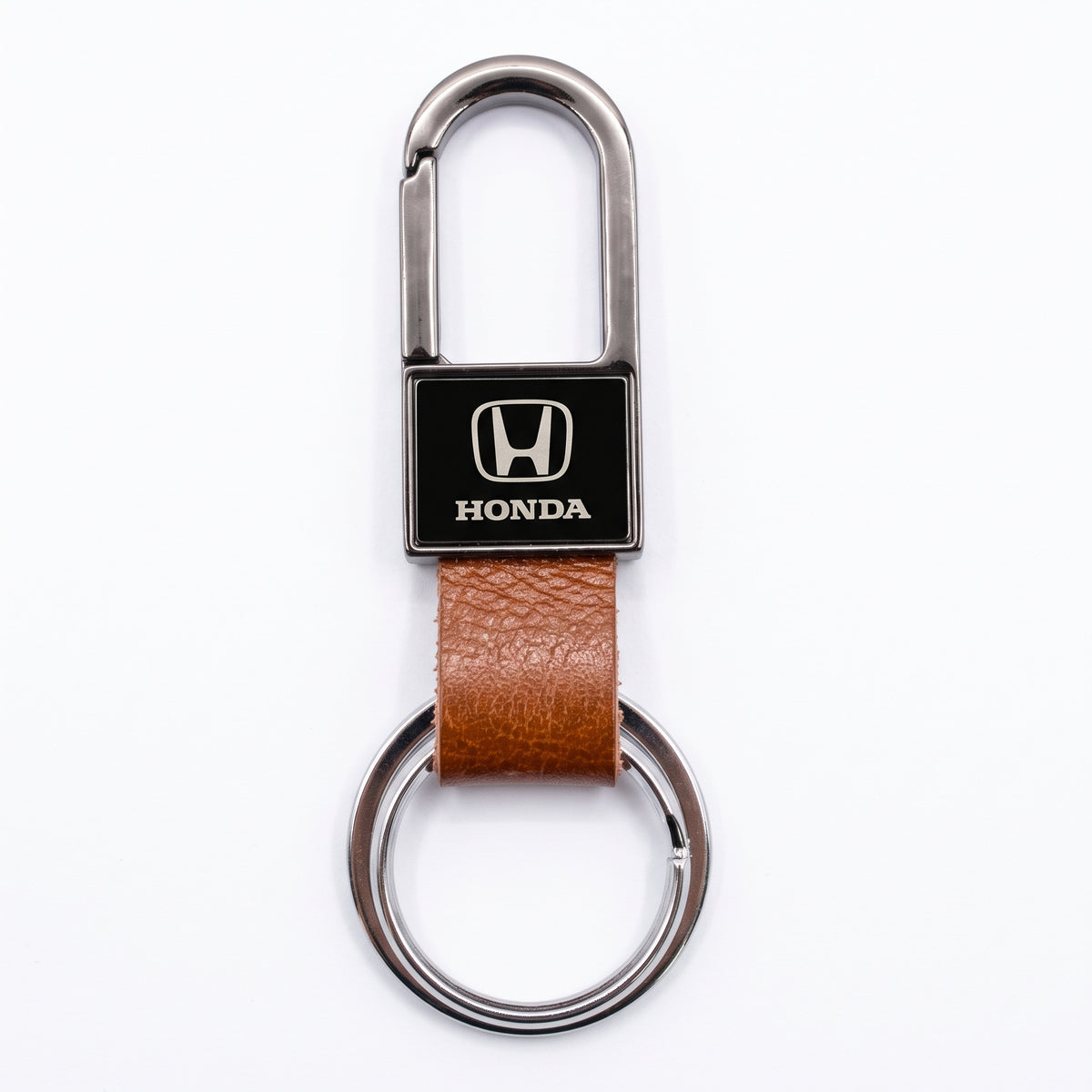Premium Car Toyota BYD Suzuki Honda Nissan Logo Carabiner Keychain Leather & Gunmetal Zinc Alloy Keytag