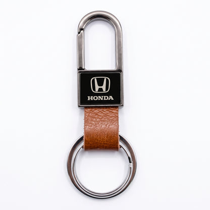 Premium Car Toyota BYD Suzuki Honda Nissan Logo Carabiner Keychain Leather & Gunmetal Zinc Alloy Keytag
