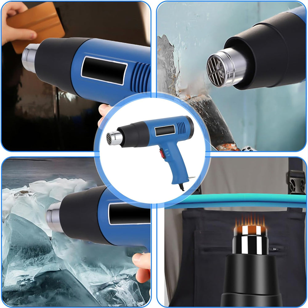 2000W Heat Gun for Vinyl Wrap & DIY – Hot Air Gun with Attachments for Shrinking, Paint Stripping, PVC & Crafts