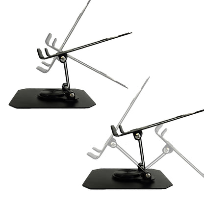 360° Rotating Metal Hollow Tablet Desktop Holder – Adjustable Folding Stand for iPad, Xiaomi, and Smartphones