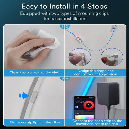 LED Smart Neon Strip 5M Full Set App Controlled RGB Flexible Light Strip for Room Decor & Ambience