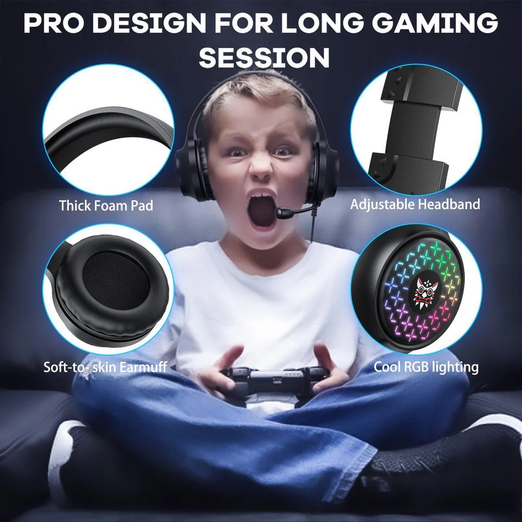 ONIKUMA X7 PRO Wired RGB Light Noise-canceling Gaming Headset 50mm Driver Over-Ear Headphones with Adjustable Mic for PS4 PC Xbox One