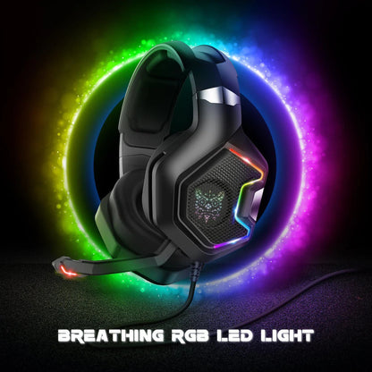 ONIKUMA K10 Pro Wired Gaming Headset with RGB Backlight Noise-Canceling Microphone Over-Ear Headphones for PC PS4 Xbox