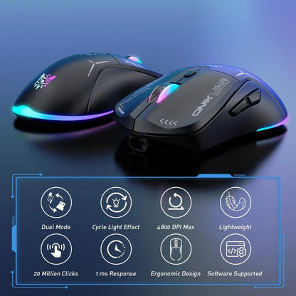 ONIKUMA CW917 Wireless Gaming Mouse 4800 DPI Dual-Mode (Wired/Wireless) RGB Lighting 1 Year Warranty