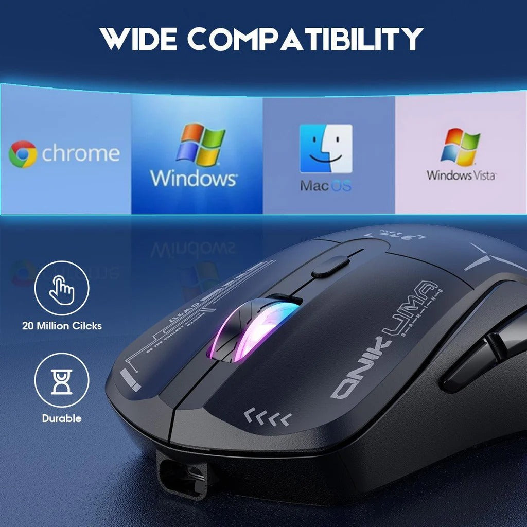 ONIKUMA CW917 Wireless Gaming Mouse 4800 DPI Dual-Mode (Wired/Wireless) RGB Lighting 1 Year Warranty