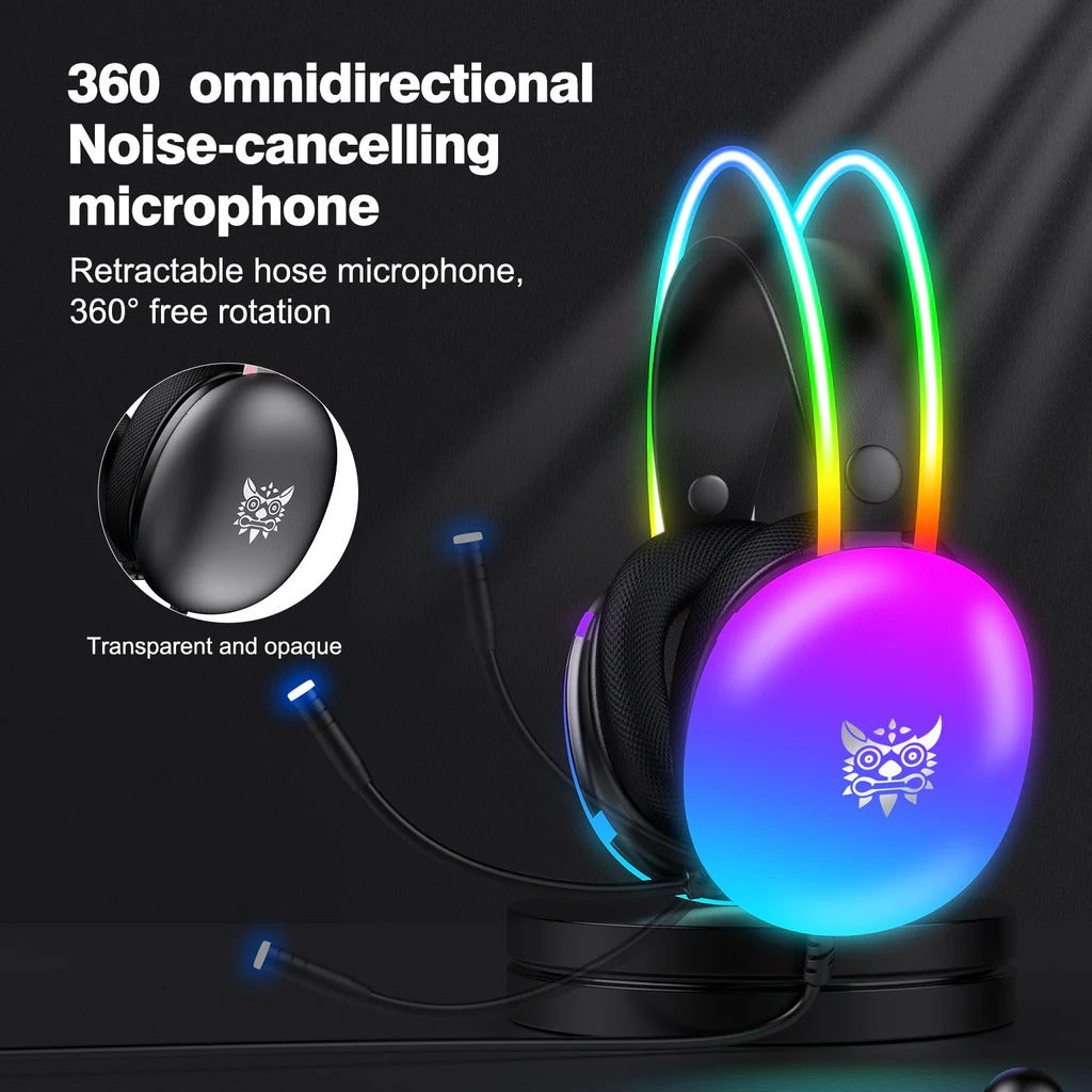 ONIKUMA X25 RGB Gaming Headset Wired Stereo Surround Sound Omnidirectional Mic Dynamic Lights 1 Year Warranty