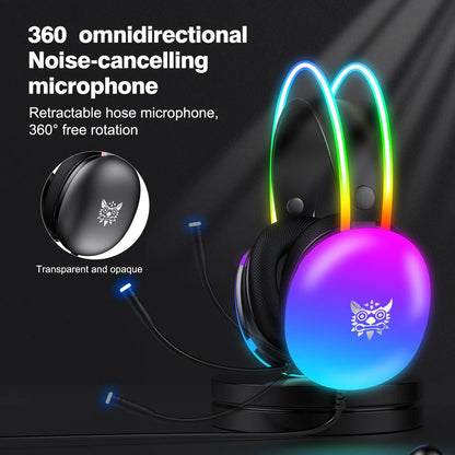 ONIKUMA X25 RGB Gaming Headset Wired Stereo Surround Sound Omnidirectional Mic Dynamic Lights 1 Year Warranty