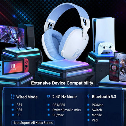 ONIKUMA B2 Tri Mode Gaming Headset Bluetooth 5.3 2.4GHz Wireless Wired Lightweight Over Ear Headphones with ENC Microphone for Gaming and Calls