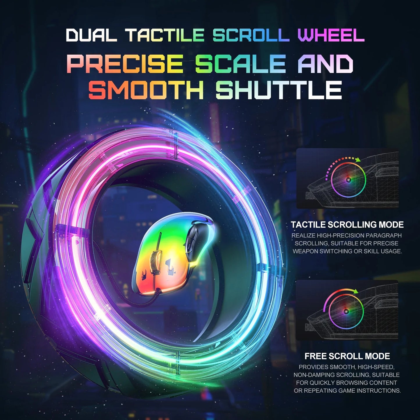 ONIKUMA CW925 RGB Backlit Wired Gaming Mouse Up to 12800 DPI Lightweight Transparent Black 1 Year Warranty