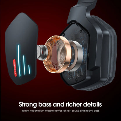 ONIKUMA B60 Wireless Bluetooth Gaming Headset Over-Ear Headphones with LED Lights and Noise-Canceling Mic for PC PS4 PS5 Xbox
