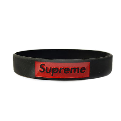 Supreme Black Silicone Unisex Wristband Bracelet for Men and Women