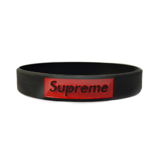 Supreme Black Silicone Unisex Wristband Bracelet for Men and Women