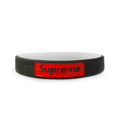 Supreme Two Tone White and Black Silicone Unisex Wristband Bracelet for Men and Women
