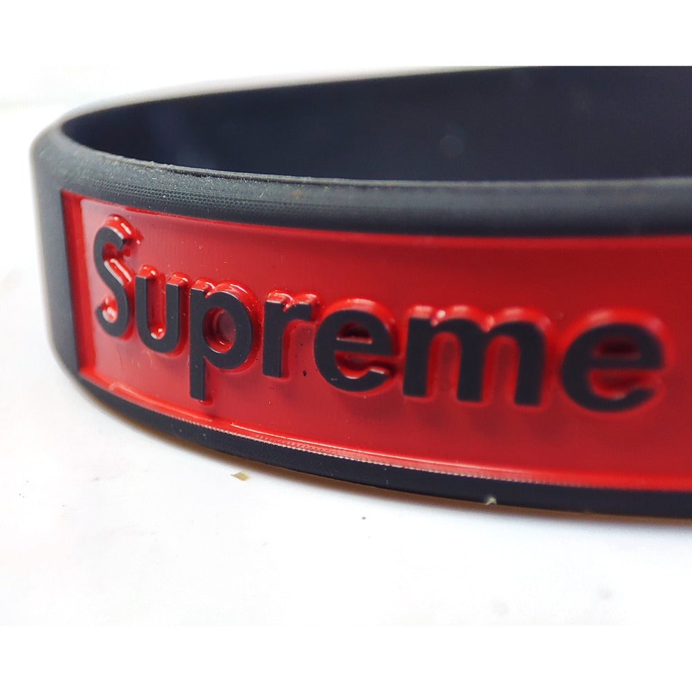 Supreme Black Silicone Unisex Wristband Bracelet for Men and Women