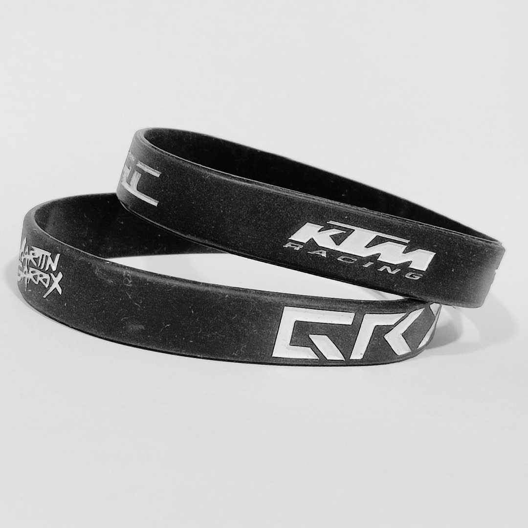 GRX Black and KTM Silicone 19cm Unisex Wristband Bracelet for Men and Women