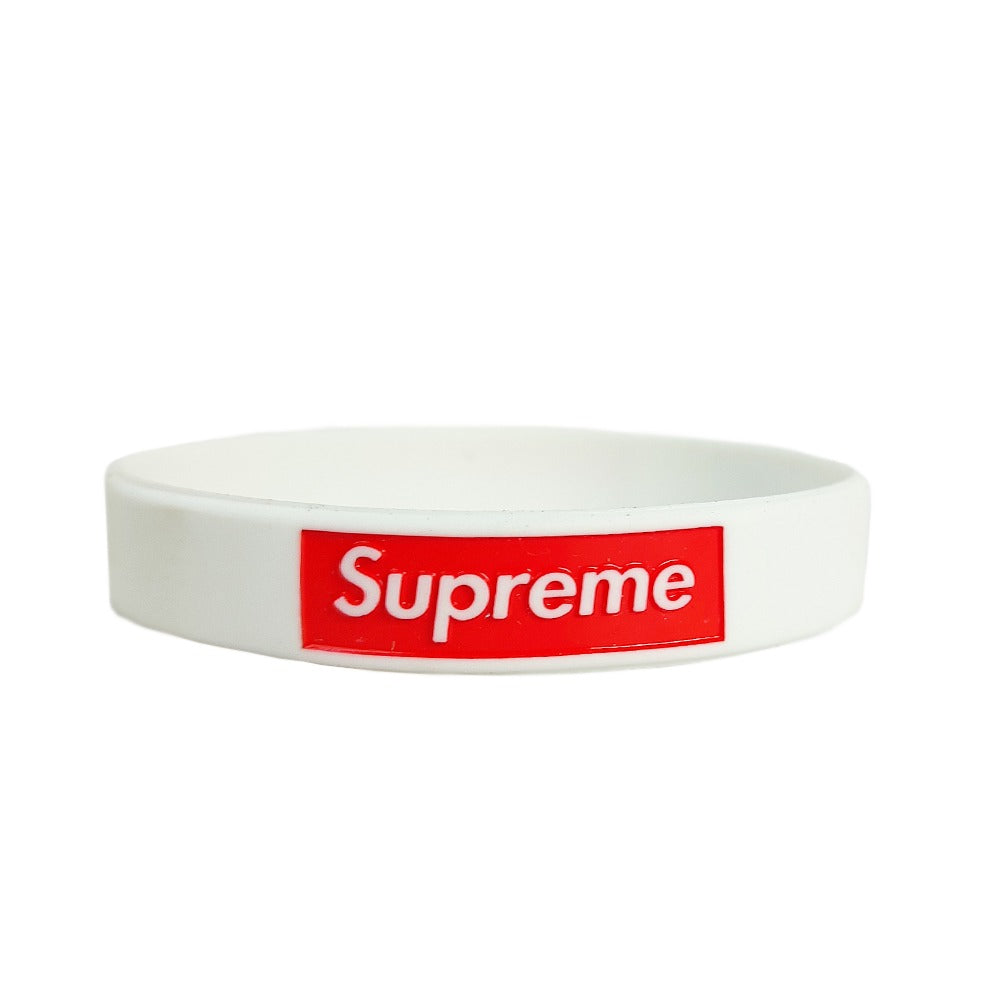 Supreme White Silicone Unisex Wristband Bracelet for Men and Women