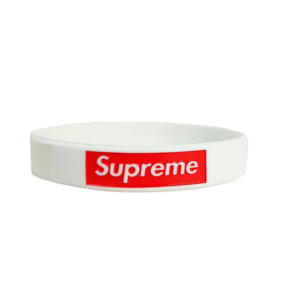 Supreme White Silicone Unisex Wristband Bracelet for Men and Women