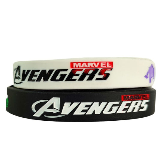Avenger Black and White Silicone 19cm Unisex Wristband Bracelet for Men and Women