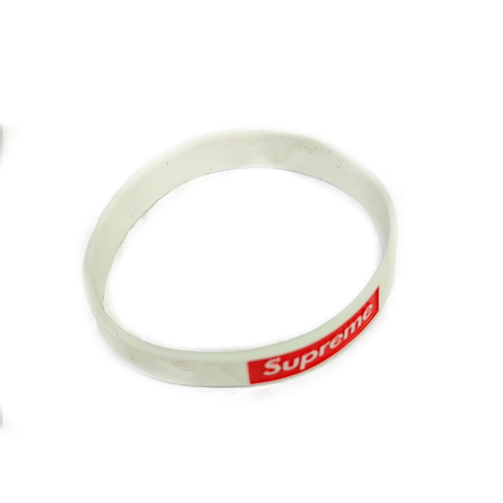Supreme White Silicone Unisex Wristband Bracelet for Men and Women