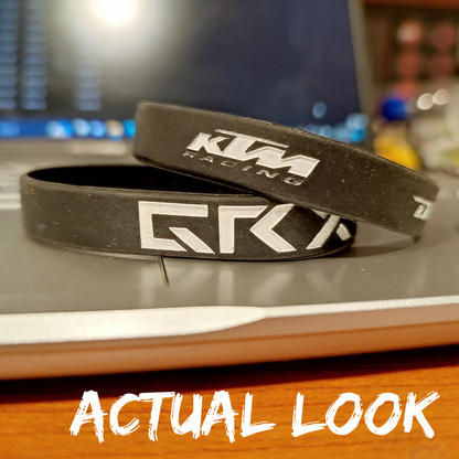 GRX Black and KTM Silicone 19cm Unisex Wristband Bracelet for Men and Women