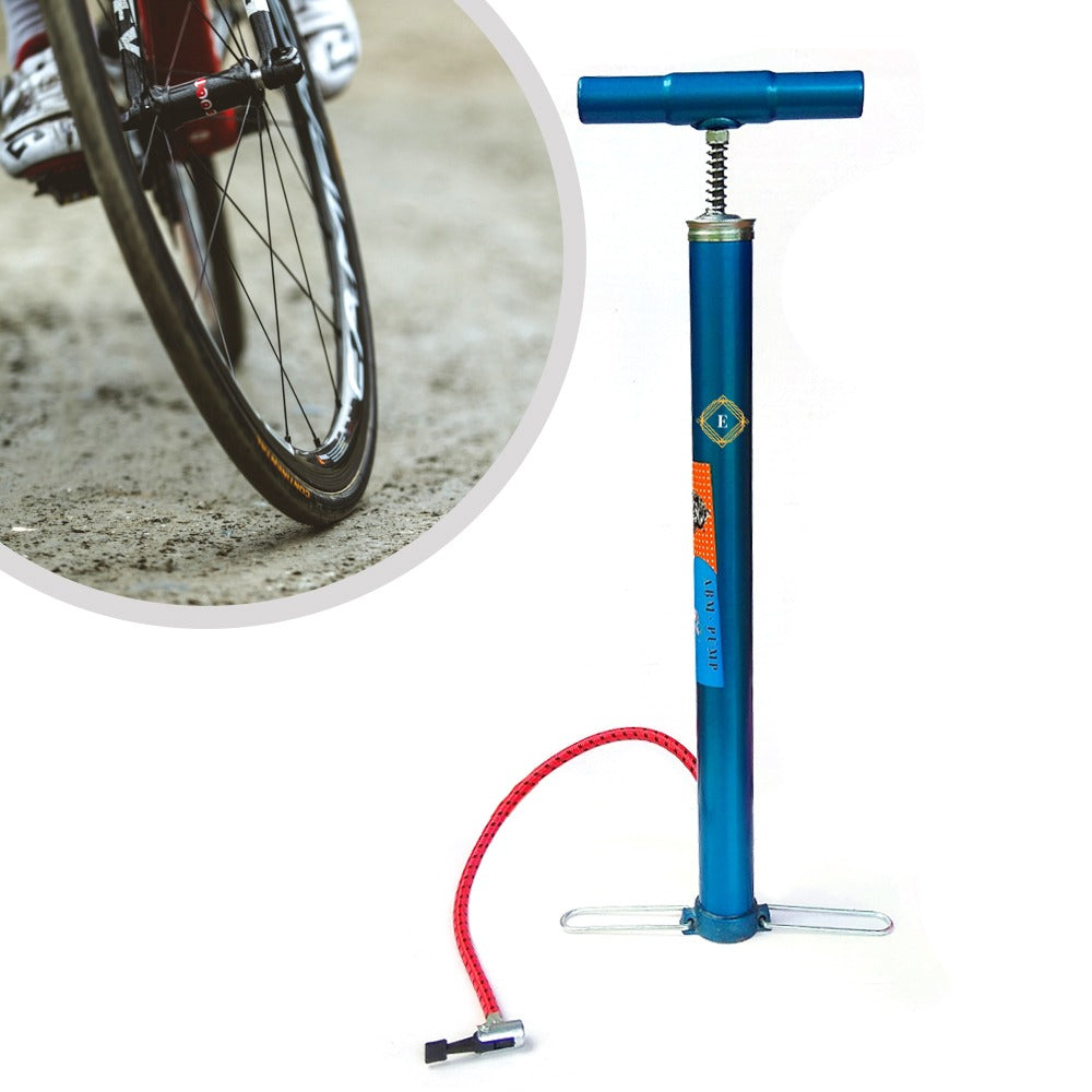 Light Blue Aluminum Alloy Portable Bicycle Air Pump with Schrader Valve – Compact Hand Pump for Tires & Balls