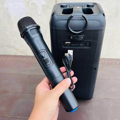 KTS-1972 Portable Wireless Bluetooth Speaker with Wireless Mic – RGB LED Light, Mic/FM/AUX/USB/SD Support, Karaoke Speaker