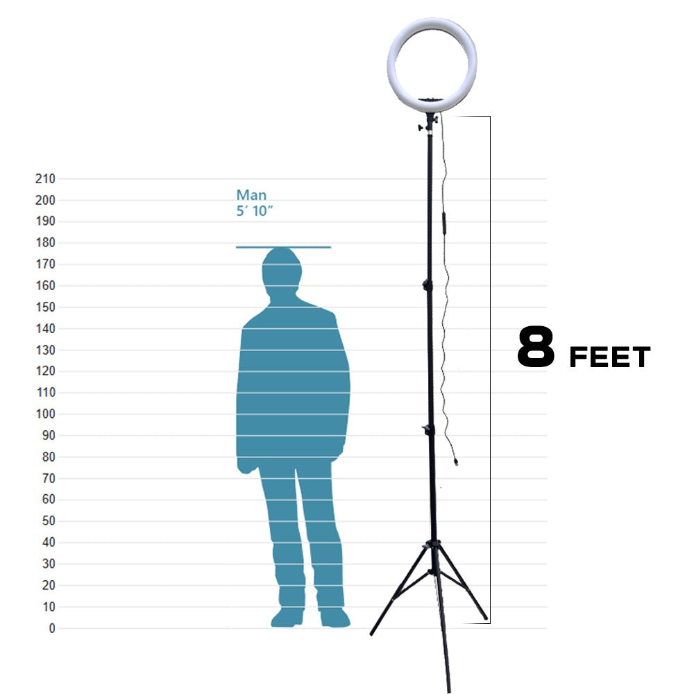 Plokama 8Ft Tripod with 14 Inch RGB Ring Light Adjustable 2.43m Stand for Camera and Mobile