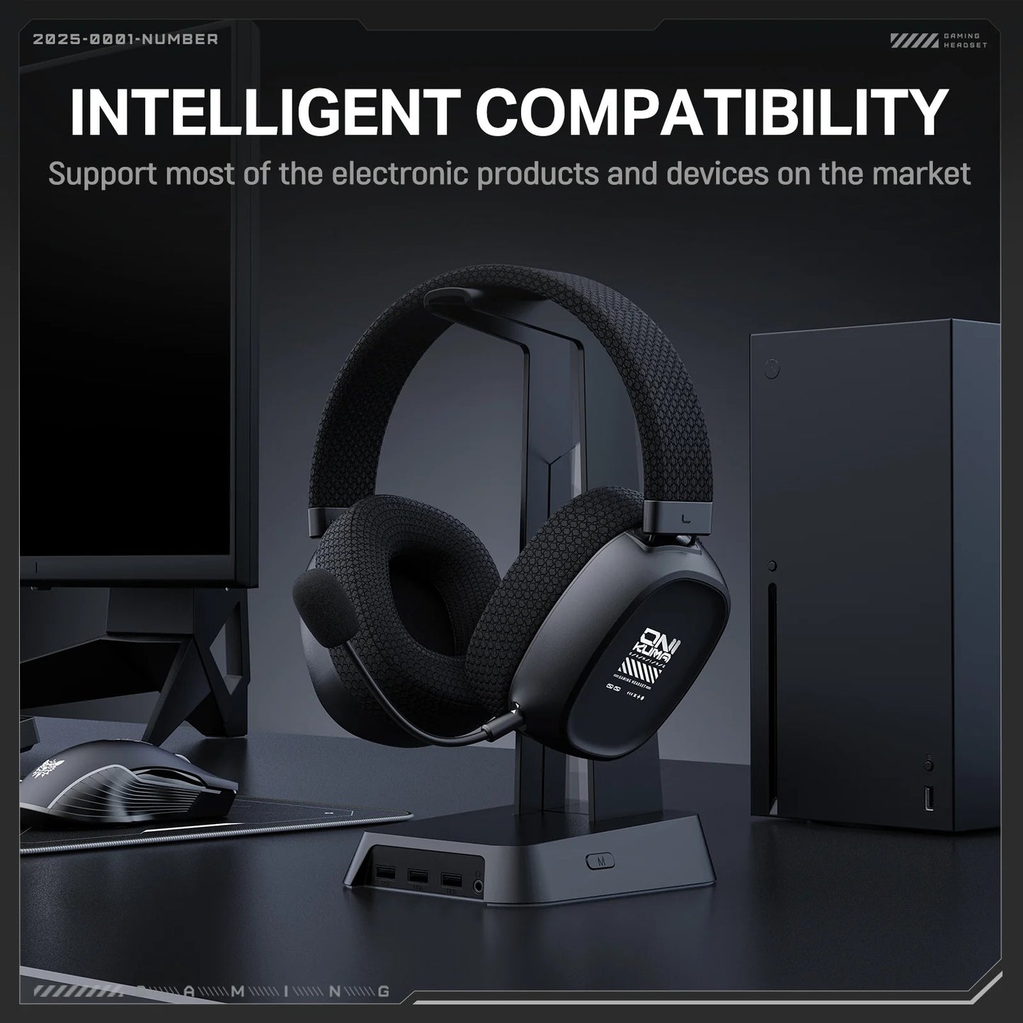 ONIKUMA GT839 Multi Mode Gaming Headset 45H Playback Bluetooth 5.4 Wired 2.4GHz Memory Foam Comfort 1 Year Warranty